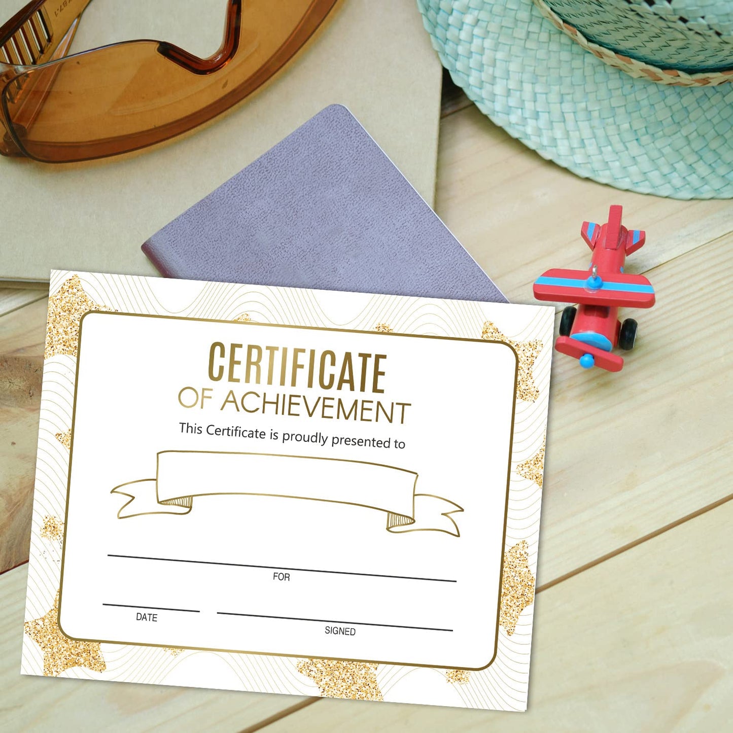 25 Gold Stars Award Certificates - Certificate of Achievement - Student of The Month Certificates for Students,School Graduation Ceremony,Certificate of Achievement Awards.（8x10 in）