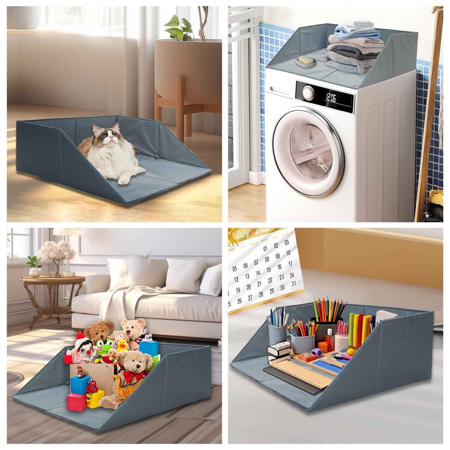 Laundry Guards for Front-Load Washers & Dryers, Secure Guardrails Prevent Clothes Falling Behind, Universal Fit Anti-Slip Organizer with Easy Installation (Gray) (2pcs)