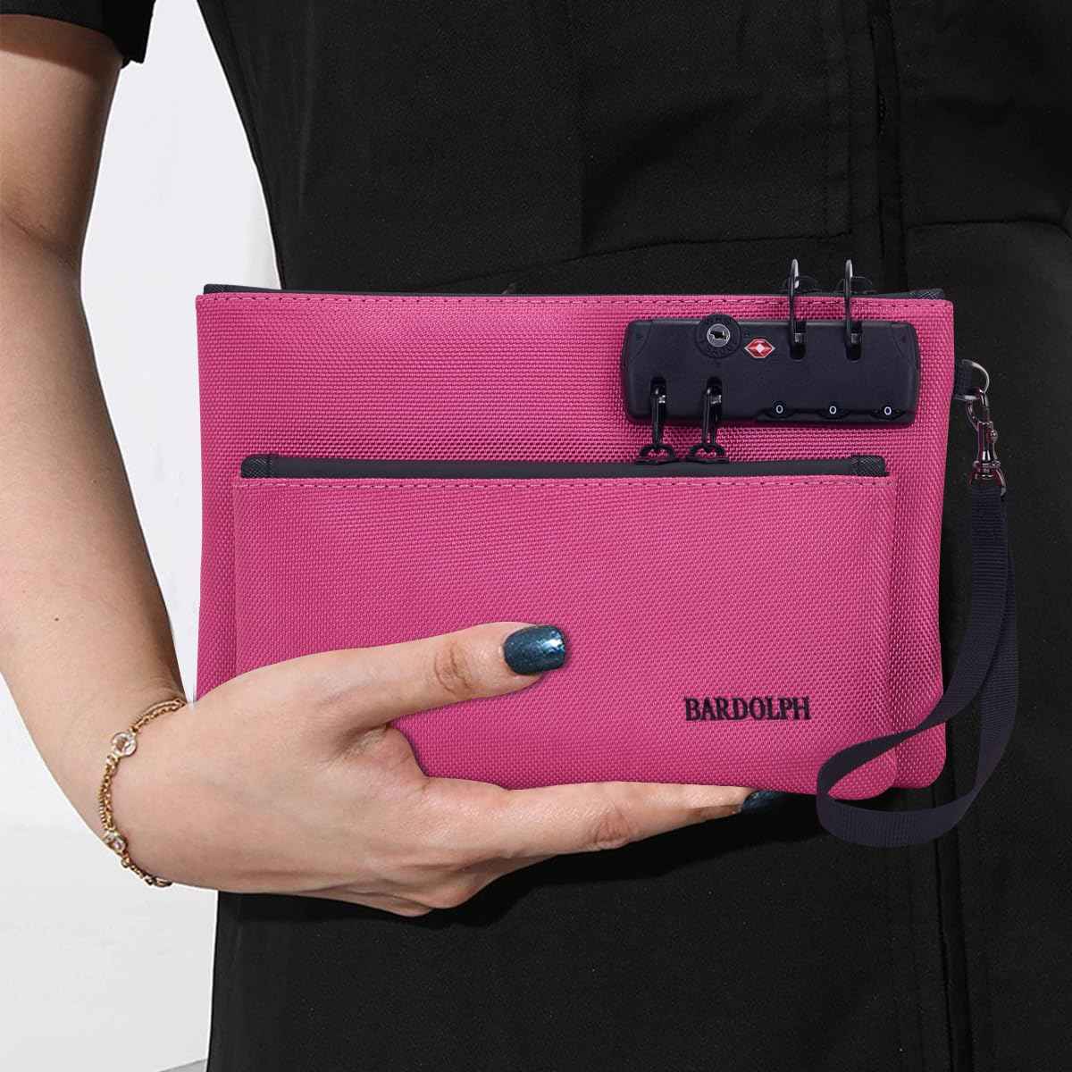 Money Bag with Lock, Double layer Men & Women's Locking Accessories Pouch, Bank Bag, Passports, Notary Supplies, Valuable StorageBag,CashBag and Zipper NotaryBag with Lock