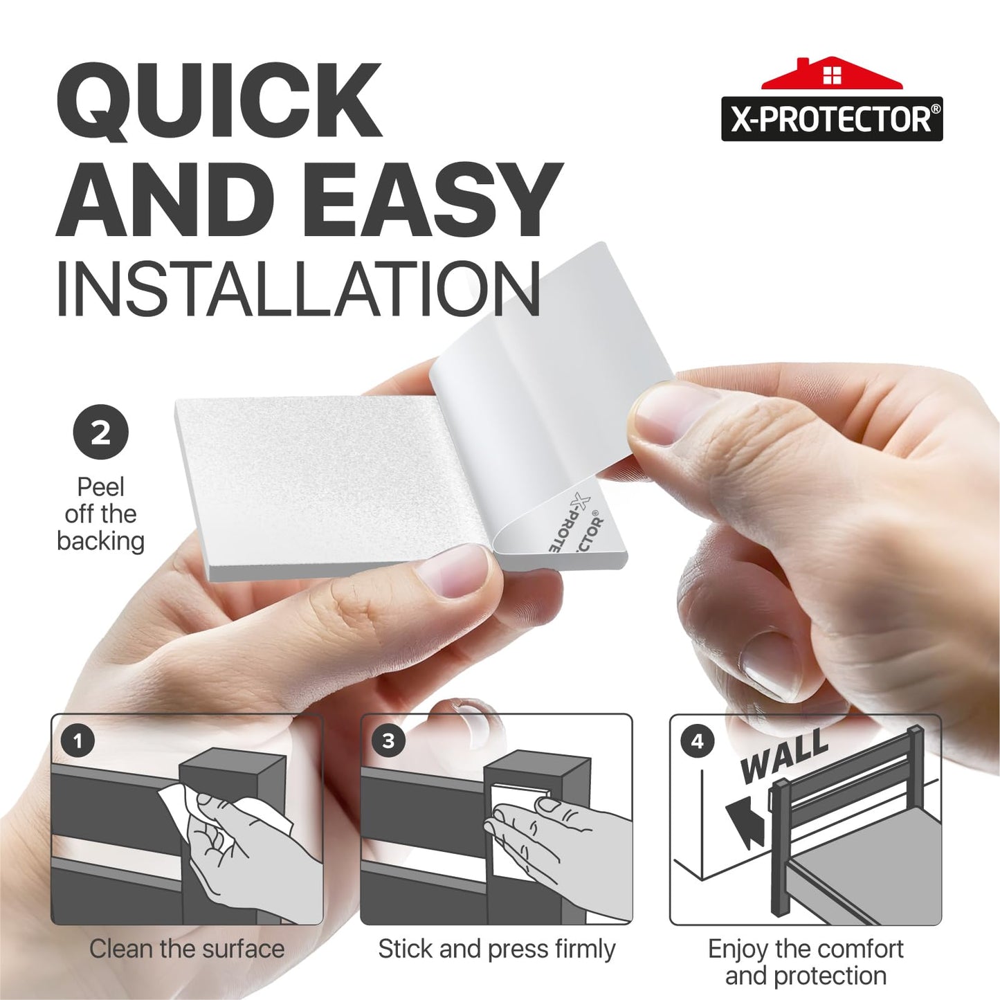 X-Protector Headboard Stoppers for Wall - 23 Pcs Pack, White - Premium Foam Wall Protector from Furniture - Ideal Furniture Bumpers to Protect Walls from Damage - Assorted Bed Stoppers for Headboard