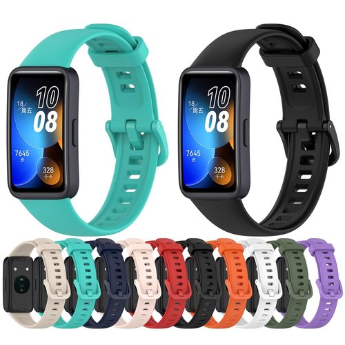 E ECSEM Bands Compatible with Huawei Band 10/9/8 Smartwatch Replacement Silicone Adjustable Bracelet Accessory Strap for Huawei Band 10/9/8 Wristbands W/Metal Buckle (10Colors)