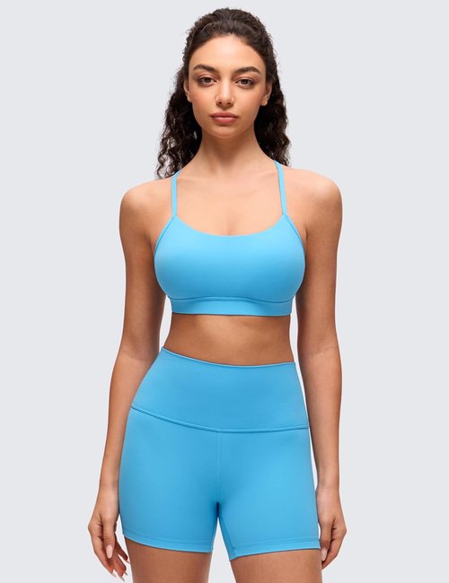 CRZ YOGA Butterluxe Y-Back Sports Bra for Women - Padded Low Impact Yoga Top in Stylish Design