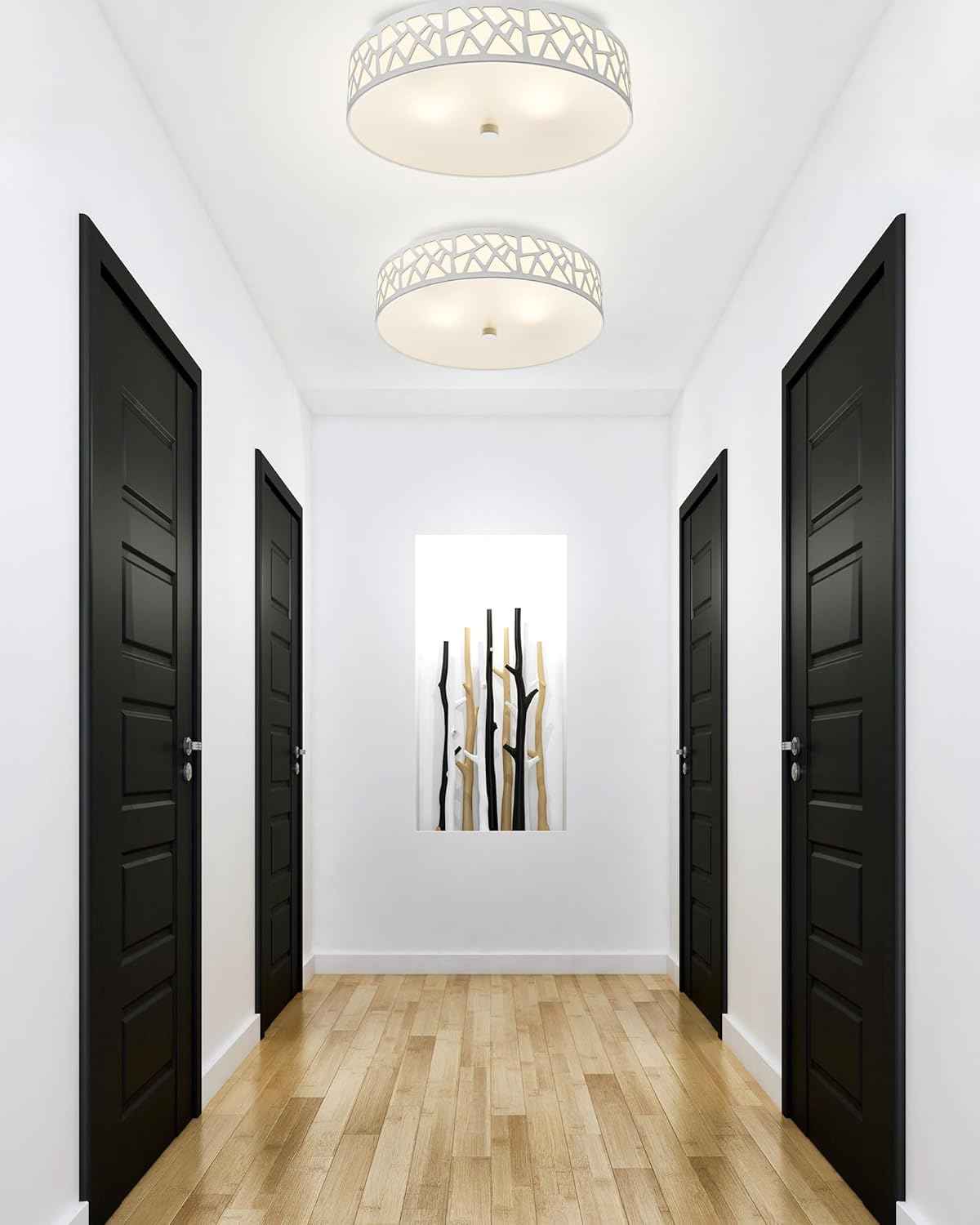 Flush Mount Ceiling Light Fixture 2-Pack - 12-Inch Oil Rubbed Bronze with Frosted Glass Shade for Bedroom, Hallway, Kitchen, Bathroom