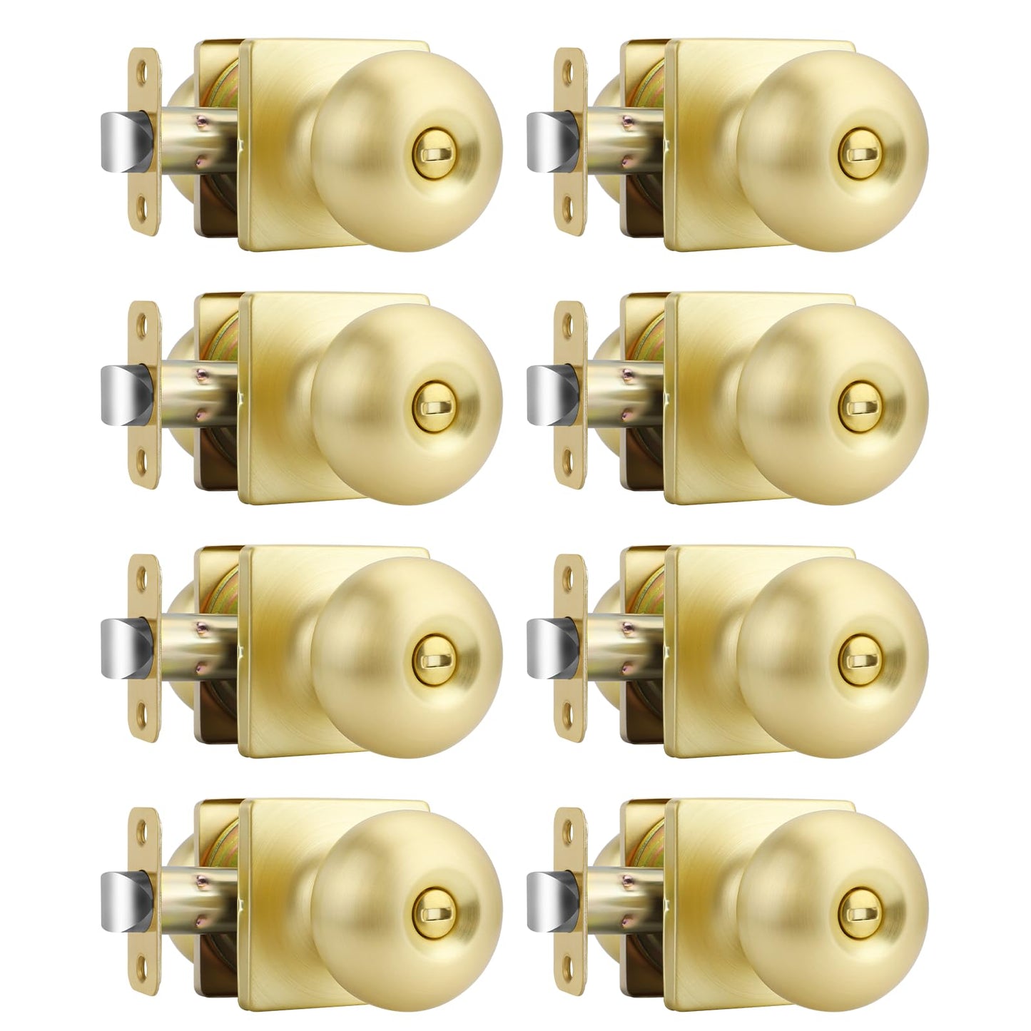 goldenwarm Gold Interior Door Knobs, Brushed Gold Privacy Door Knobs for Bedroom Bathroom, Interior Door knob, Brushed Brass Doorknobs(8 Pack)