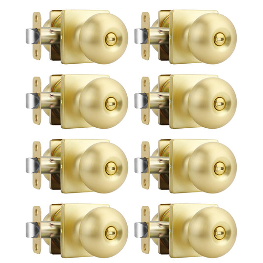 goldenwarm Gold Interior Door Knobs, Brushed Gold Privacy Door Knobs for Bedroom Bathroom, Interior Door knob, Brushed Brass Doorknobs(8 Pack)