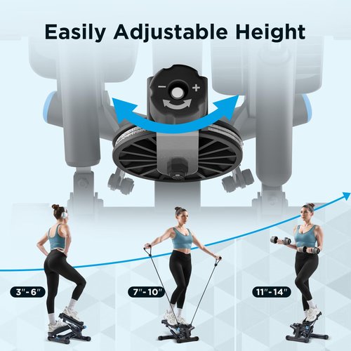 JLL Smart Twist Stepper Machine with Resistance Bands, Space-Saving Portable Mini Stair Stepper for Home, Full Body, Golden Exercise Angle, Dual Hydraulic Quiet Resistance, Adjustable Height,Bluetooth