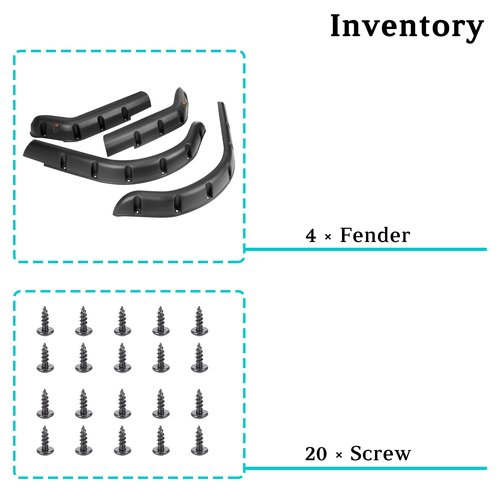 10L0L Front Rear Fender Flares for EZGO TXT 1996-2013 Golf Cart with Factory Body Kit (Not Fit Modified Golf Carts), Includes Stainless Steel Mounting Screws, Pack of 4