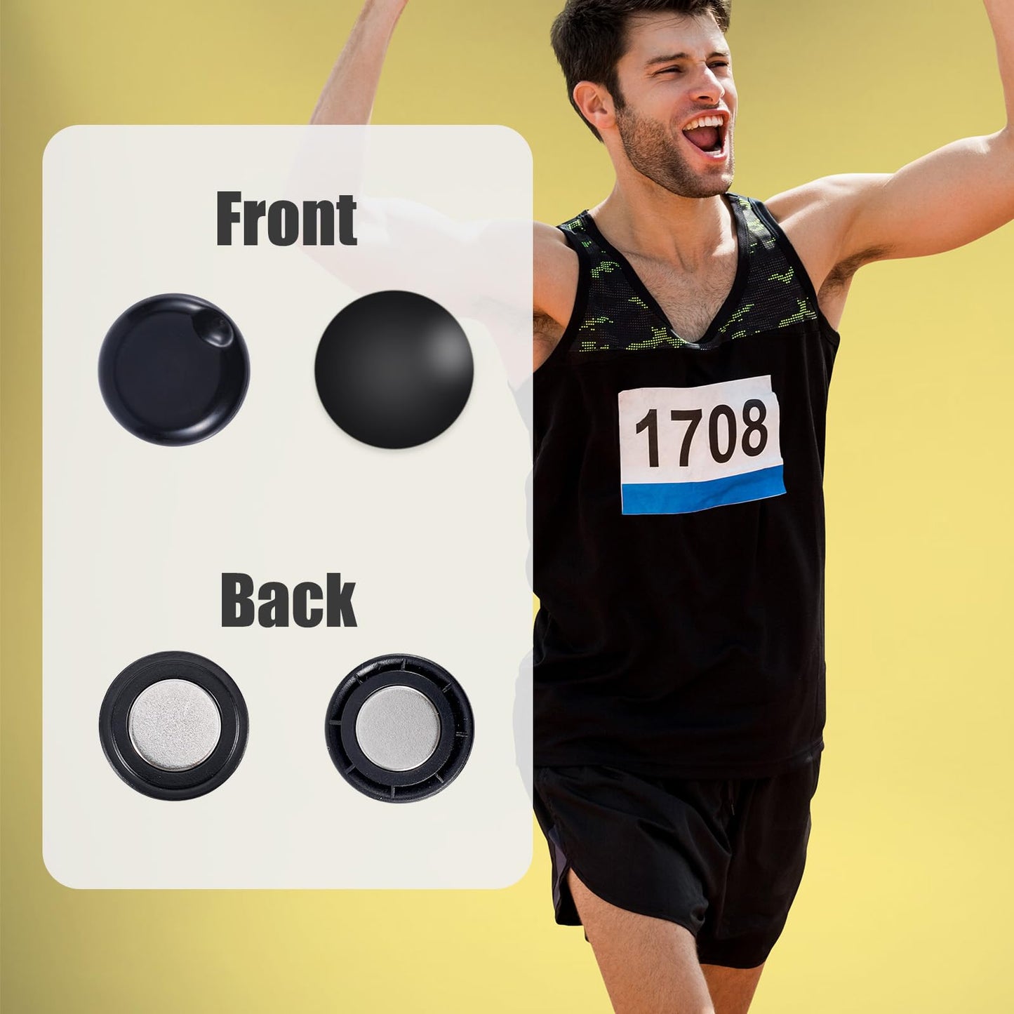 BOXOB 10 Pairs Magnetic Race Bib Clips, Marathon Race Number Buckle Running Bib Magnets Pins Holder for Runners Field Triathlon Cycling Competition (Black & Pink)