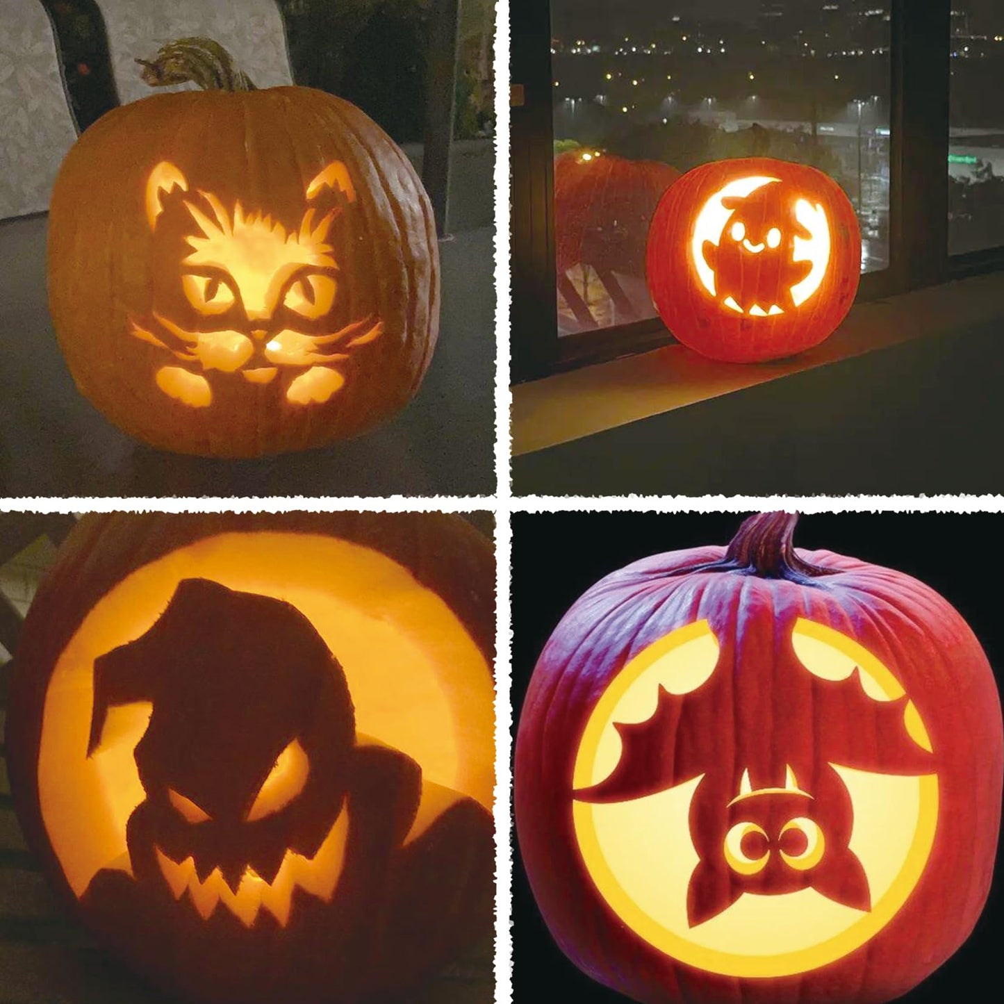 Halloween Pumpkin Stencils for Painting Pumpkins Reusable Ghost Face Paint Templates on Wood Glass Crafts Cookie Baking Door Hanger Sign Decorating (face36)