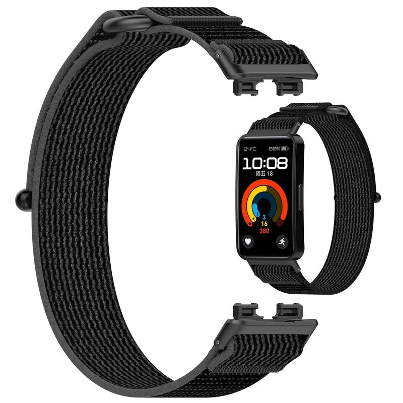 MOTONG Compatible with Huawei Band 10 Replacement Strap - Repalcement Nylon Wrist Strap Compatible with Huawei Band 10/9/8(Black + Grey)