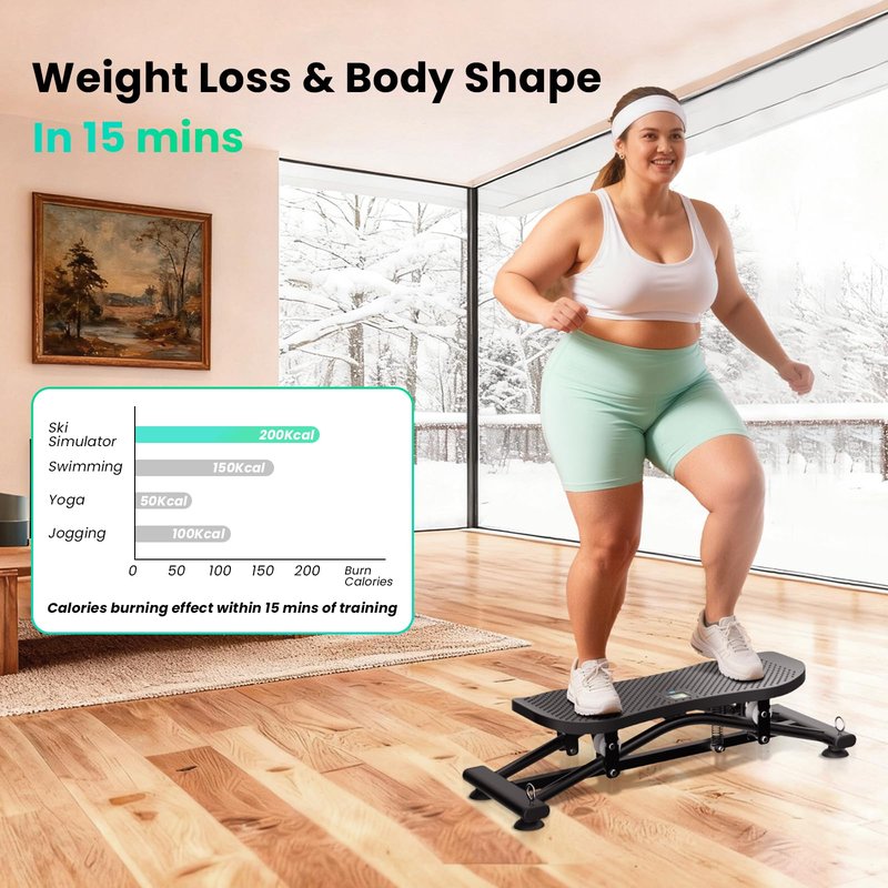 RoyalRcmtx Balance Board for Adults, Rocking Stepper with Resistance Bands, 300LBS Portable Wobble Board, Quiet Side to Side Ski Simulator Trainer Exercise Machine for Home Gym Core Workout