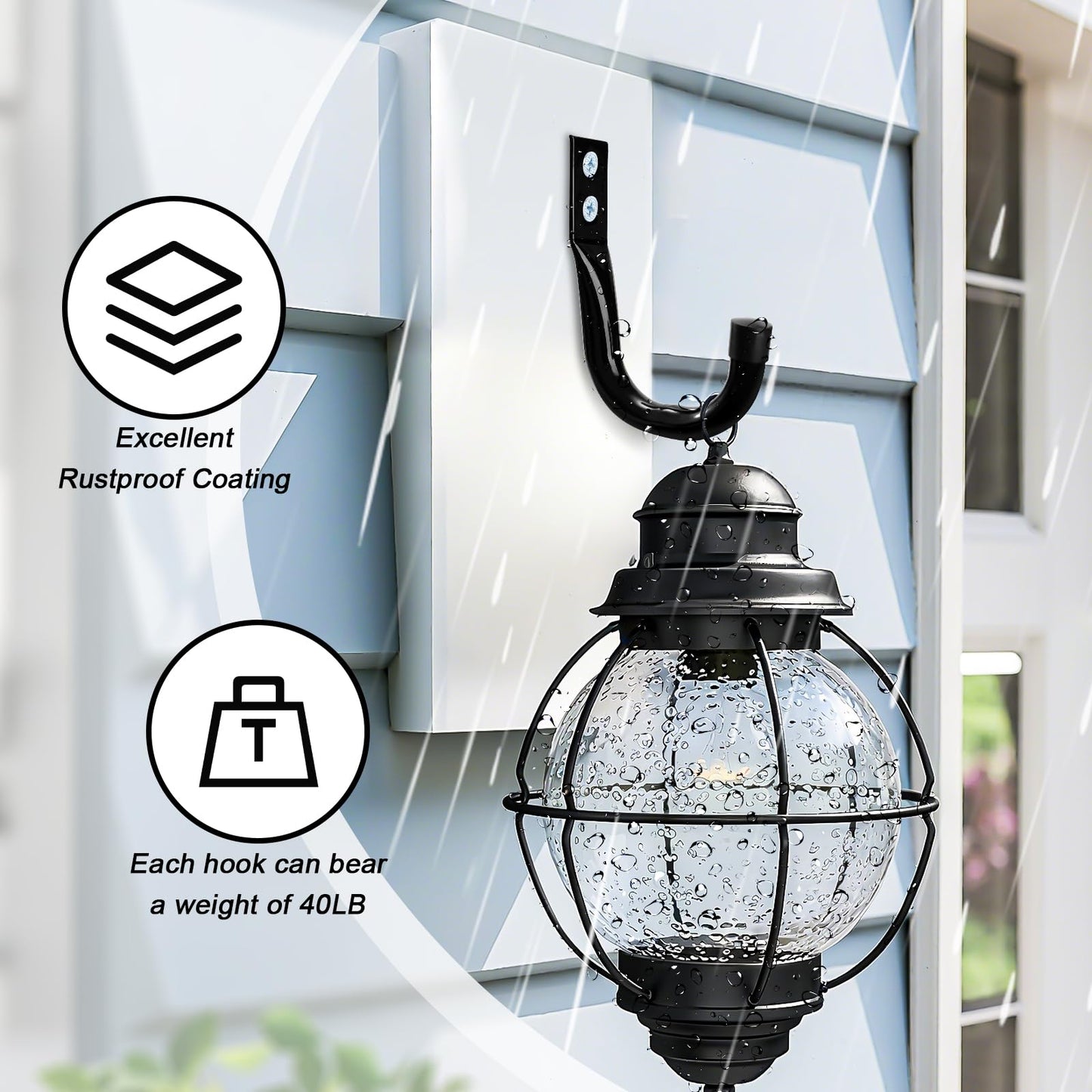 KURUI Large Metal Wall Hooks for Hanging Living Room/Bedroom/Garage, 14Pcs Garage Organization and Storage Heavy Duty Hook for Tool Coat Backpack Bag, 40 LB Black Wall Mount Hanges for Outdoor Indoor