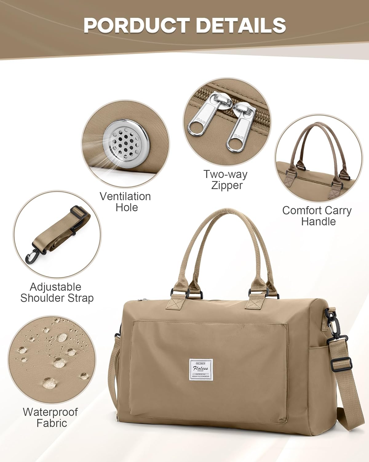 Skiennix Women's Gym Bag - Stylish Travel Duffel Tote for Weekend & Overnight Use