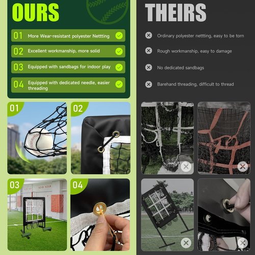 Heavy-Duty 9 Hole Pitching Net by [Brand Name] - Adjustable Training Equipment for Baseball & Softball Practice