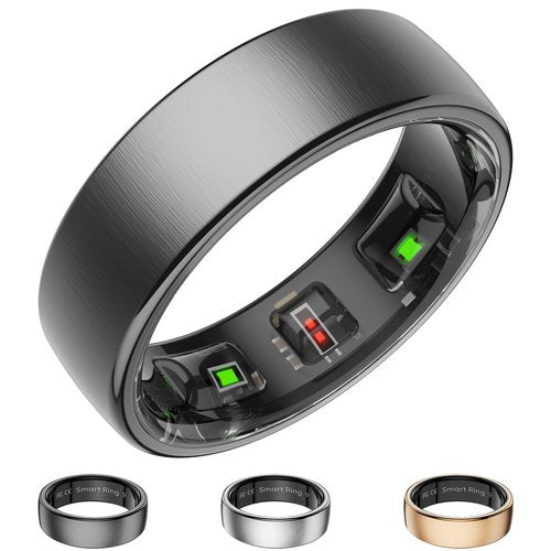 Fitness Tracker, Smart Ring for Women Men, Fitness Ring with Sleep Tracker, 24/7 Heart Rate Monitor, Health Activity Trackers, Step Counter,Calorie Pedometer,No Subscription,for iOS Android(Black,#8)