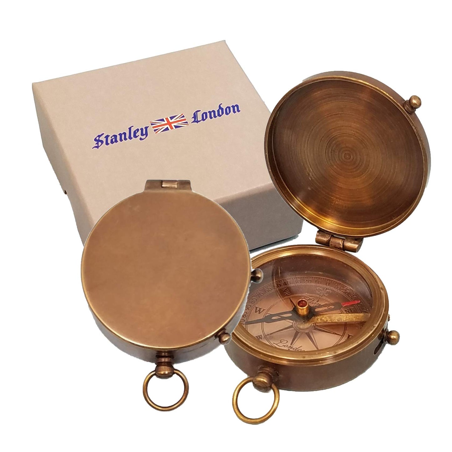 Personalized Antique Brass Pocket Compass with Custom Engraving – Engraved Compass Gift for Graduation, Father’s Day, Anniversary, Travel, or Family Heirloom – Optional Hardwood Box (Anniversary)