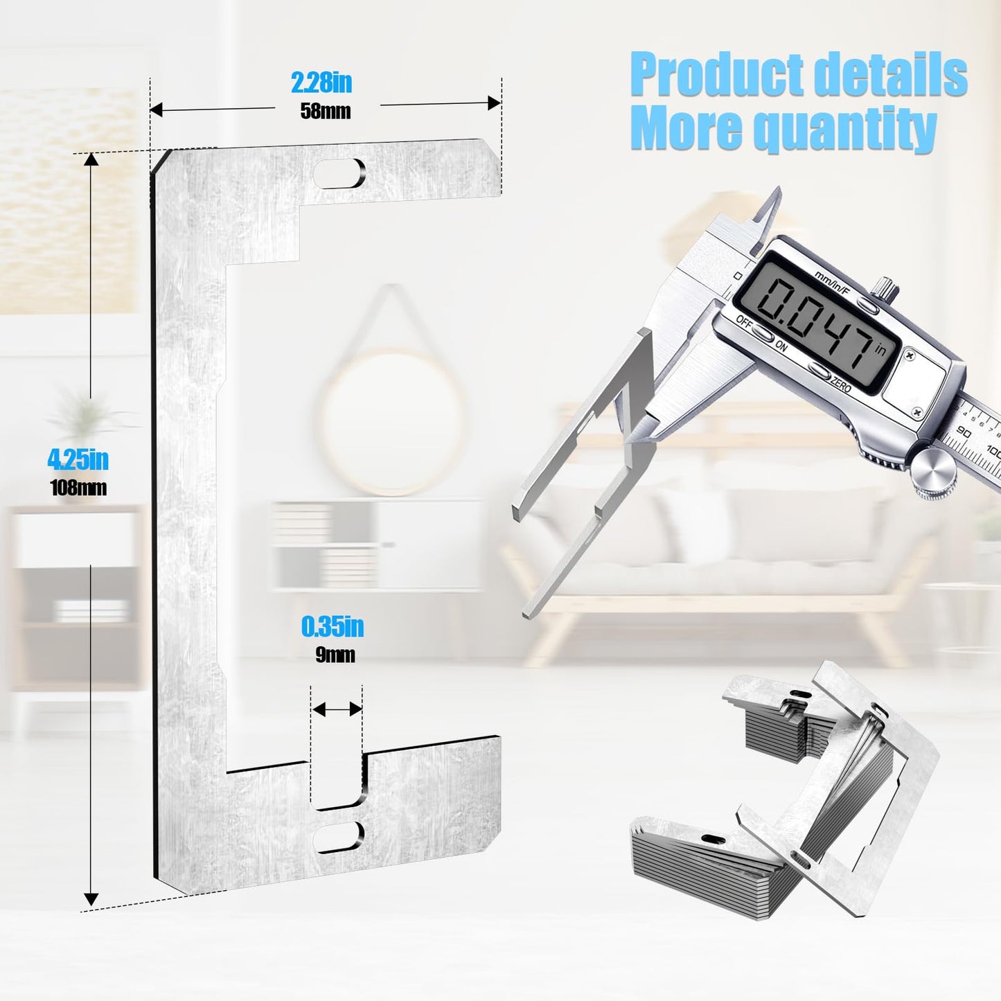 Wall Plate Spacers 15 Pcs, Flush Fit Device Level Plate for Wall Outlets Repair and Loose Fix, Wall Plate Leveler Spacer Shims to Support Switches, Receptacles from Being Pushed Back, Metal