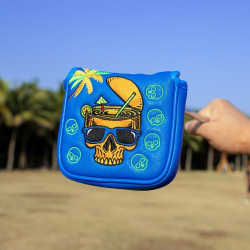Funny Golf Mallet Putter Cover Magnetic Mallet Head Cover Headcover - Blue Synthetic Leather Golf Club Covers for Mallet Putters fits for All Brand, Cool Golf Gift for Men Golfers