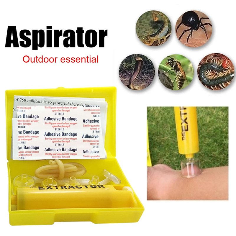 Snake Bite Kit, Bee Sting Kit, First aid kit, Venom Extractor Suction Pump, Bite and Sting First Aid for Hiking, Backpacking and Camping. (Yellow Kit)