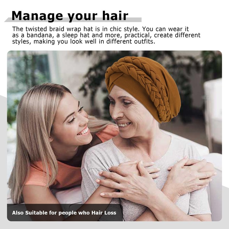 AQOKKA Knotted Headwraps for Women African Turban Pre-Tied Twisted Turbans Caps Head Scarf Cover Beanie Cancer Chemo Headwear