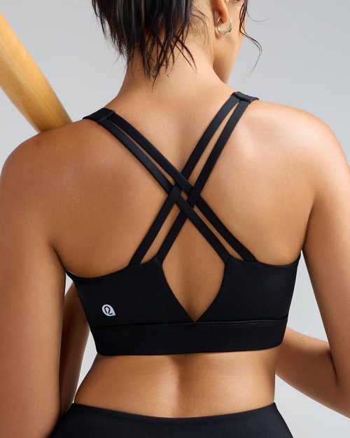 RUNNING GIRL Sports Bra for Women High Support, Molded Cup High Impact Sports Bras with Sewn in Pads Strappy Running Bra(3126 Black M)