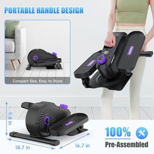 FUNMILY Under Desk Elliptical, Under Desk Bike Pedal Exerciser, Fully Assembled Leg Exerciser 2 in 1 Seated Standing Elliptical, Ultra-Quiet Mini Elliptical Machines for Home Office Use