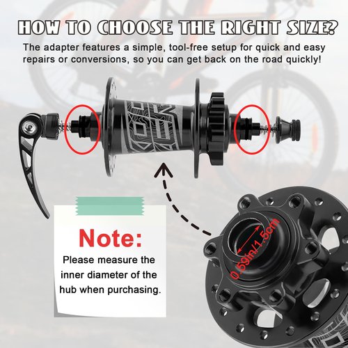 Wshxjzyay 2 Pack Mountain Bike Hub Adapter, Quick Release Hub Converter Adapter, 15 mm to 9 mm Thru Axle Quick Release for Mountain Road Bicycle Cycling Wheel