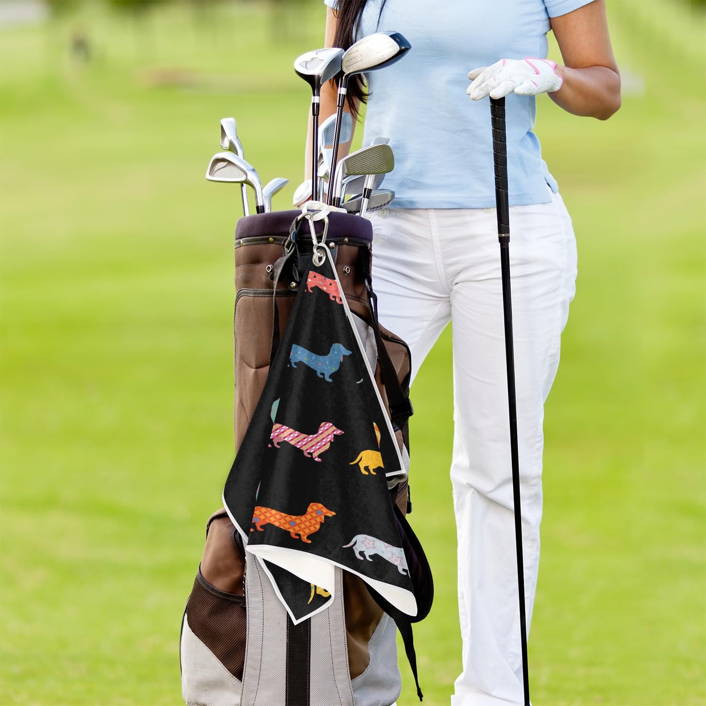 Dachshund Dogs Golf Towel for Golf Bags with Clip 15 x 24 in Golf Sports Towel Absorbent Quick Drying Microfiber Golf Towels for Men Women