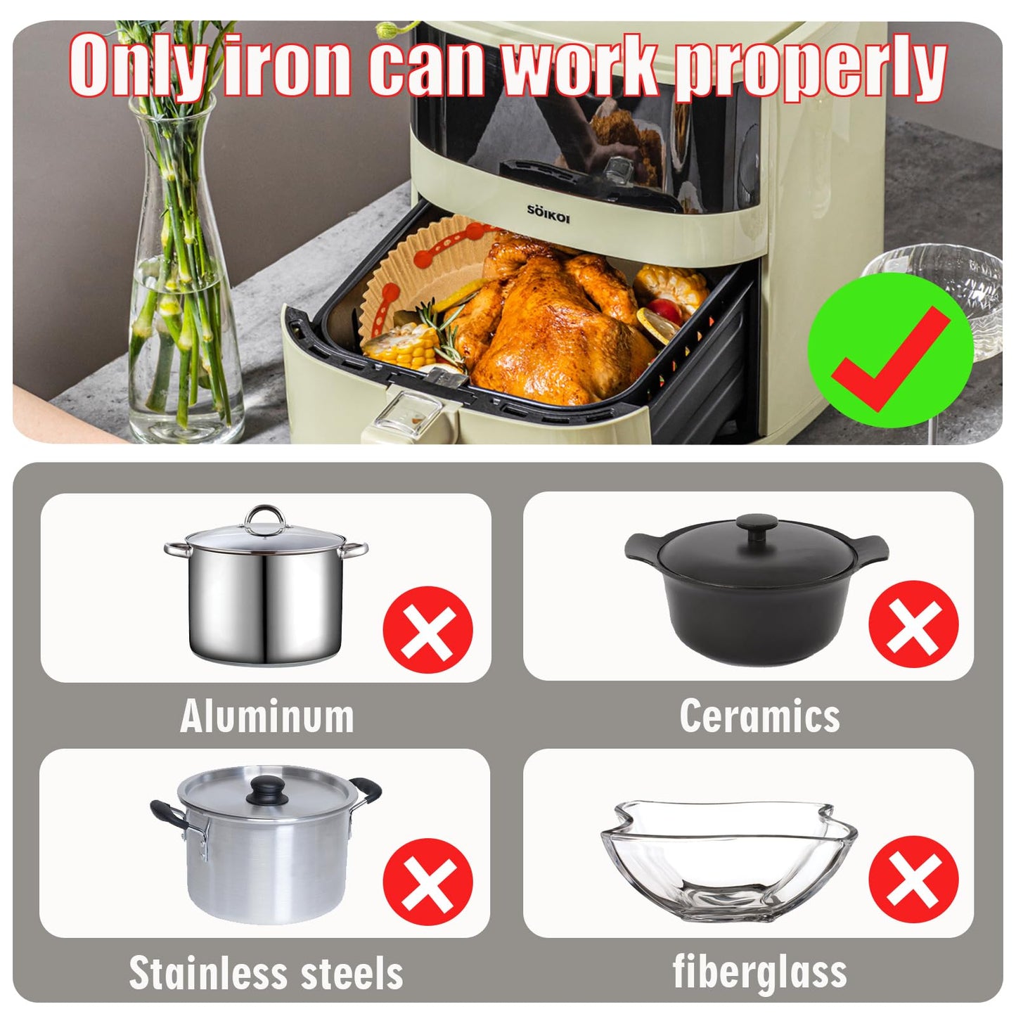 CITYBAN 12PCS Air Fryer Magnets For Parchment Paper，Air Fryer Magnets Silicone Buckle for Holding Down Lock Liners (Red))