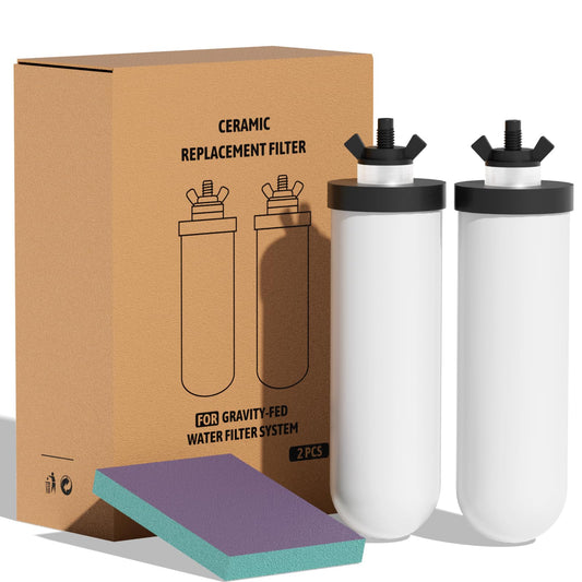 Joypur 8.46-Inch 3-Stage Filtration Ceramic Purification Elements NSF/ANSI 42&372 Certified,Replacement for ProOne® Berkey® Filters,Berkey® Big+ Waterdrop® Gravity Filtration Systems (2Pack)