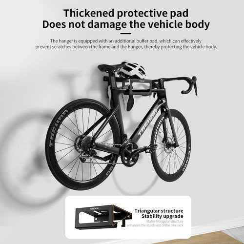 TOSUOD Heavy Duty Bike Wall Mount Rack - 15kg (33lbs) Capacity for Garage & Indoor | with Shelf & Hooks for Helmet, Shoes, Pump | Fits Mountain & Road Bicycles
