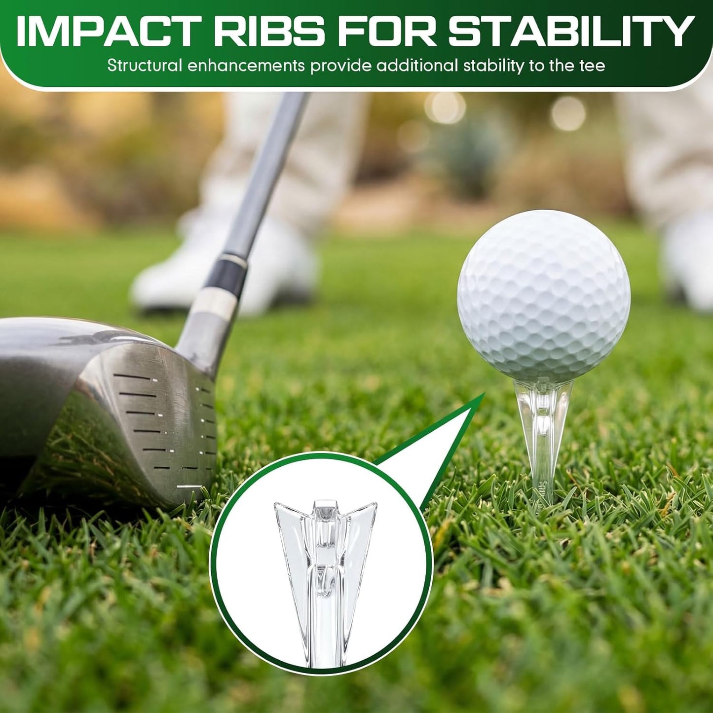 Skiennix 100 Pcs 4-Prong Anti-Slip Golf Tees - 3.25" Adjustable Plastic for Enhanced Stability