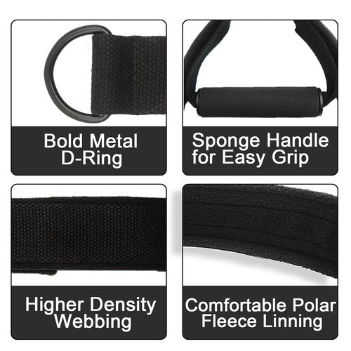 GLMMIR Pilates Double Loop Straps for Pilates Reformer, Fitness Metal D Ring Straps Handle, Pilate Accessories Yoga Wristbands Exercise Straps for Gym Home Workout 2PCS - Pink with Handle