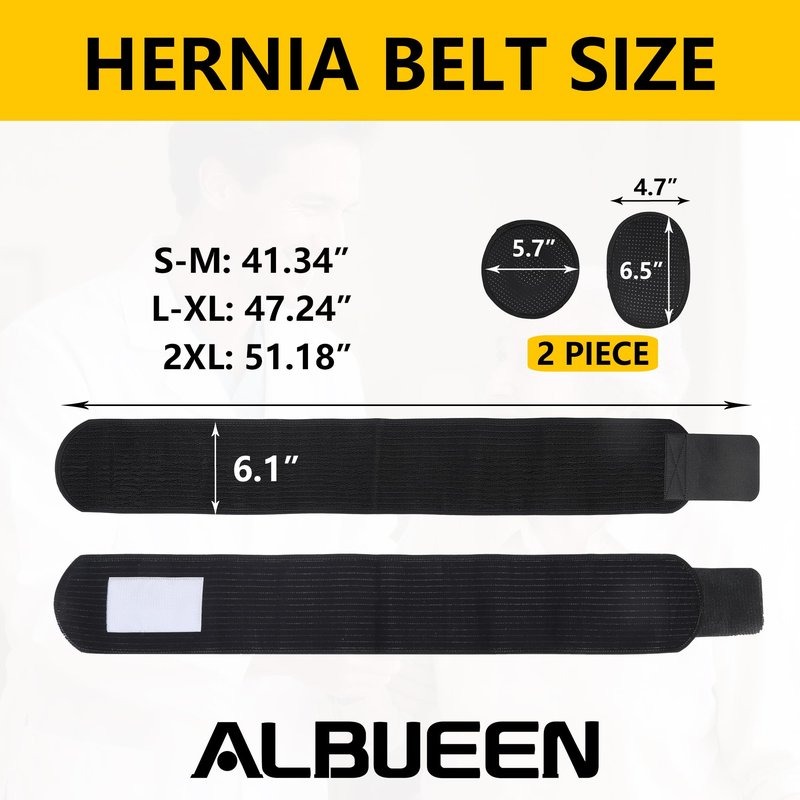 ALBUEEN Umbilical Hernia Belt for Men and Women(Black L-XL)