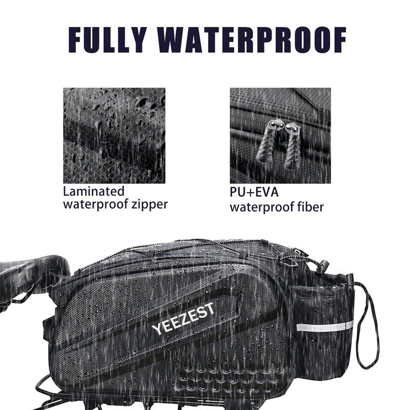 Yeezest Bike Bag for Bicycle Rear Rack – 10L Hard Shell Waterproof Bike E-Bike Rack Bag with Shoulder Strap & Reflective Stripfor Cycling, Commuting, Outdoor Travel, Gifts for Men
