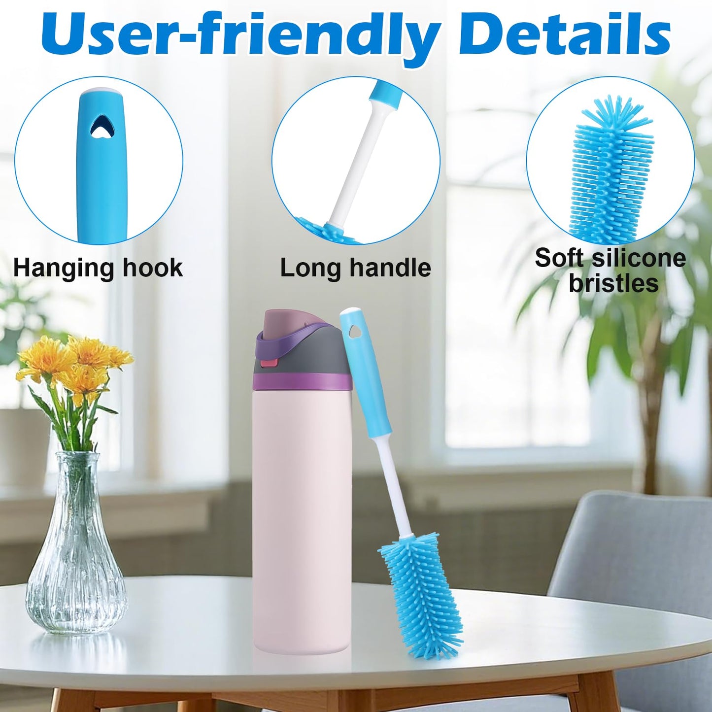 Palksky Water Bottle Cleaning Brush Kit, Brush & Straw Cleaner for Owala