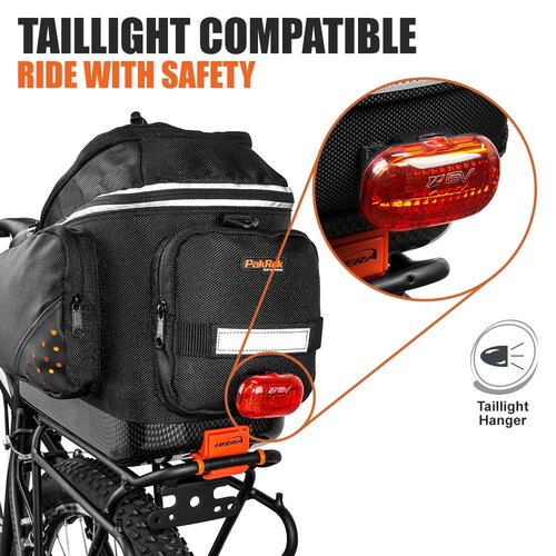 Ibera Bike Bag Commuter 17L - Clip-On Bike Rack Bag with Shoulder Strap - Hard Base, Reflective Trim & Taillight Compatible - Bicycle Bag for Daily Use & Commute - PAKRAK ONLY FOR IBERA RACKS