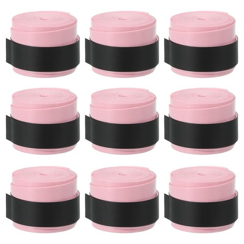 PATIKIL 43.3" Tennis Racket Grip Tape, 9 Pack Overgrip Stretchy Non-Slip Absorb Sweat for Badminton Fishing Rod, Light Pink