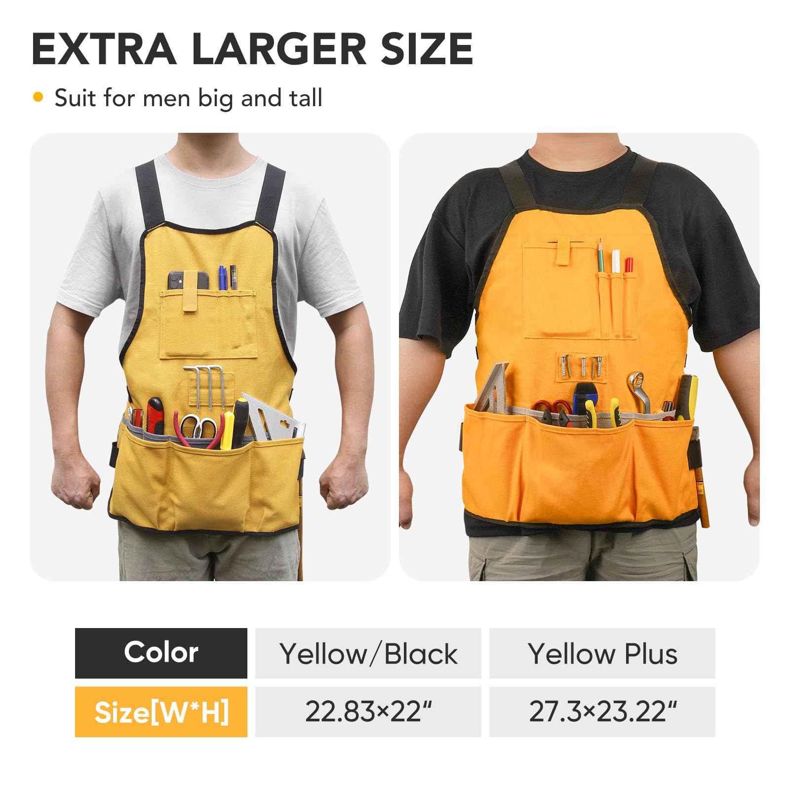 BRITEREE Work Tool Apron for Men and Women, Torso Length with 21 Tool Pockets, Durable Canvas Apron, DIY Enthusiasts, Gifts for Men Dad Father(Orange)