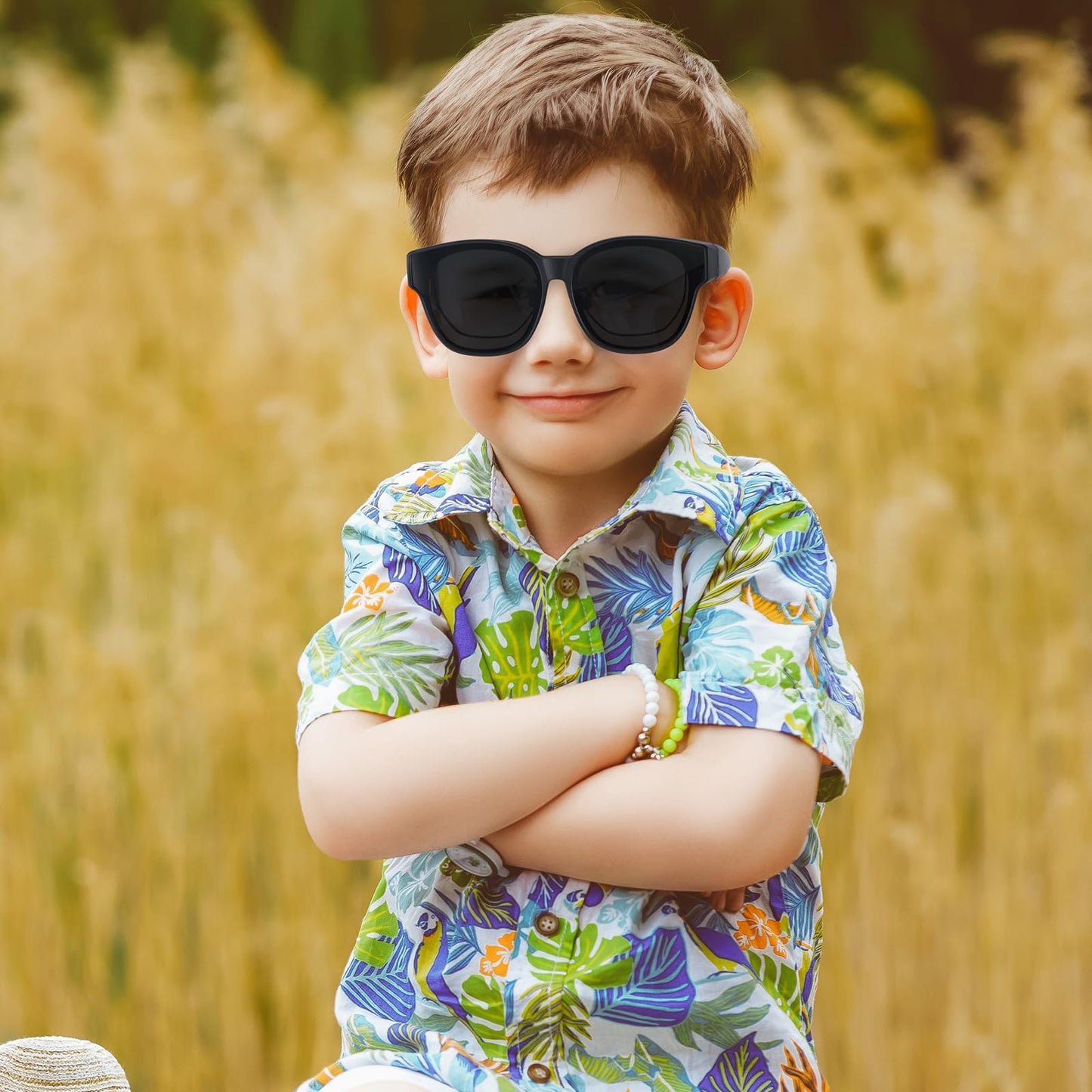 Trysee Kids Polarized Sunglasses Fit Over Glasses for Age 6-15 Boy Girl TS8152-1