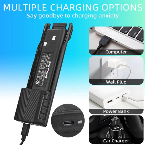 BAOFENG UV-82 Battery,Upgrade 3800mAh High Capacity Extended BL-8 Battery with Type-C Charger for BAOFENG UV-82 UV-82L UV-82C UV-89 GMRS Series Two-Way Radio (2Pack)