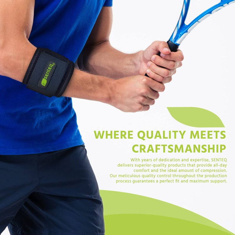 SENTEQ Tennis Elbow Brace: Arm Band for Tennis Elbow, Golfer Elbow and Forearm Support, Neoprene Wraps and Strap, Braces for Men and Women (Blue)