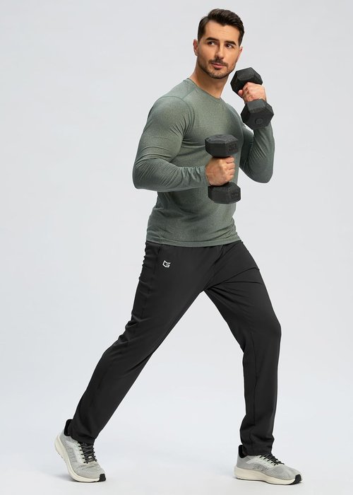 G Gradual Men's Athletic Sweatpants - Stretch Tapered Joggers with Zipper Pocket for Gym & Running