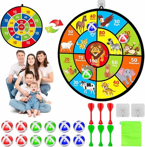 Kids Dart Board by [Brand Name] - 29" Double-Sided Board with Sticky Balls | Fun Indoor/Outdoor Game for Ages 4-13