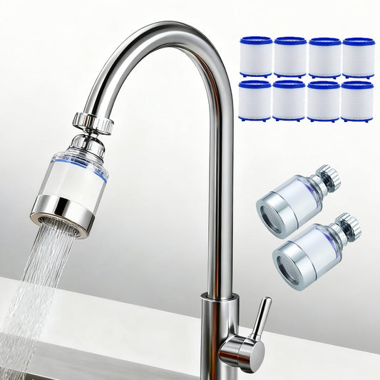 2 Pack Sink Water Filter Faucet, Universal 360 ° Rotating Bathroom Sink Filter, Kitchen Faucet Water Filter Removes Chlorine Fluoride Heavy Metals Hard Water for Home Bathroom Kitchen