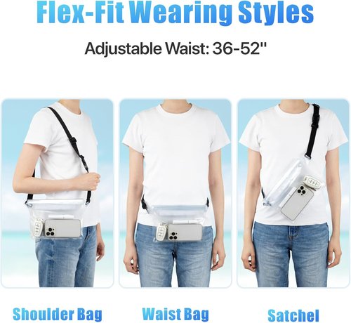 F-color Waterproof Fanny Pack - Adjustable Waist Strap & Triple Zipper Roll-Top Dry Bag for Beach, Kayaking, Boating