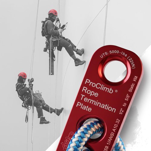 ProClimb 22 kN Rope Termination Plate – Aluminum Rigging Plate for 5/8"–3/4" Kernmantle Rope – Anchor Plate for Vertical Lifeline and Fall Protection