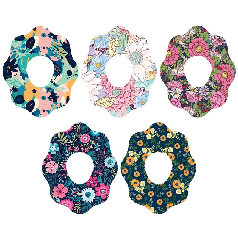 25pcs Adhesive Over Patches for Dexcom G7, Fabric Waterproof Sweatproof Breathable Sensor Covers, Flower Non-Woven CGM Overpatch, Monitor Floral Tape Stickers Compatible with Dexcom Accessories