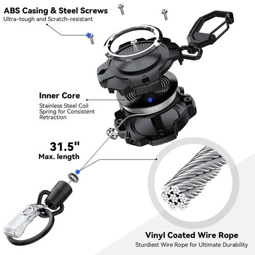 LIUGX Lighter Leash, 10,000+ Rebound, Retractable Keychain, Heavy Duty Key Chain Lighter Holder