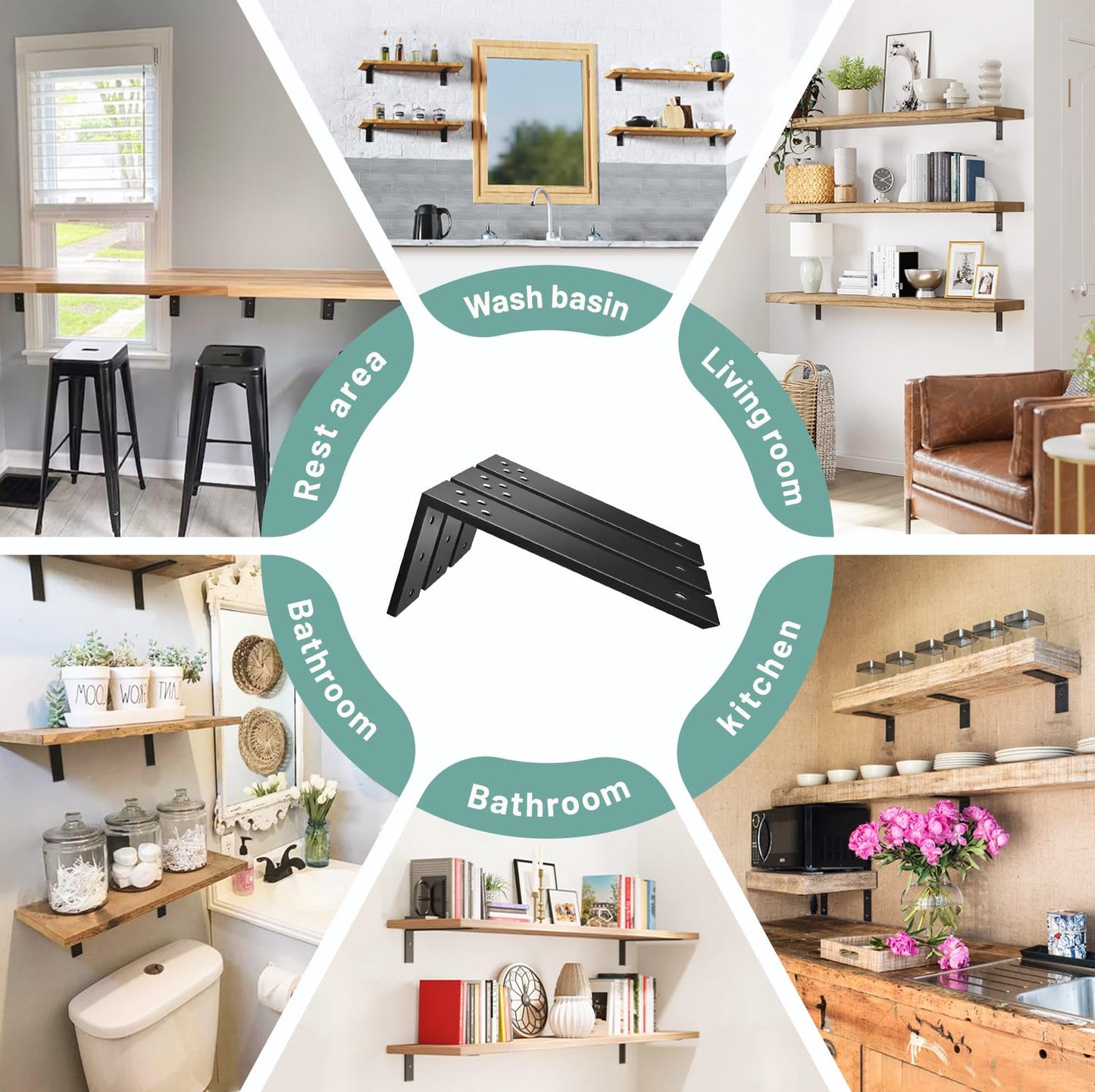 Countertop Support Brackets 4 Pack L Bracket Countertop Brackets 16" x 6" x 2.5" Heavy Duty 3/8" Thick Shelf Brackets Metal Corbels L Shape Bracket for Wood Shelf/Quartz/Granite/Concret Countertops